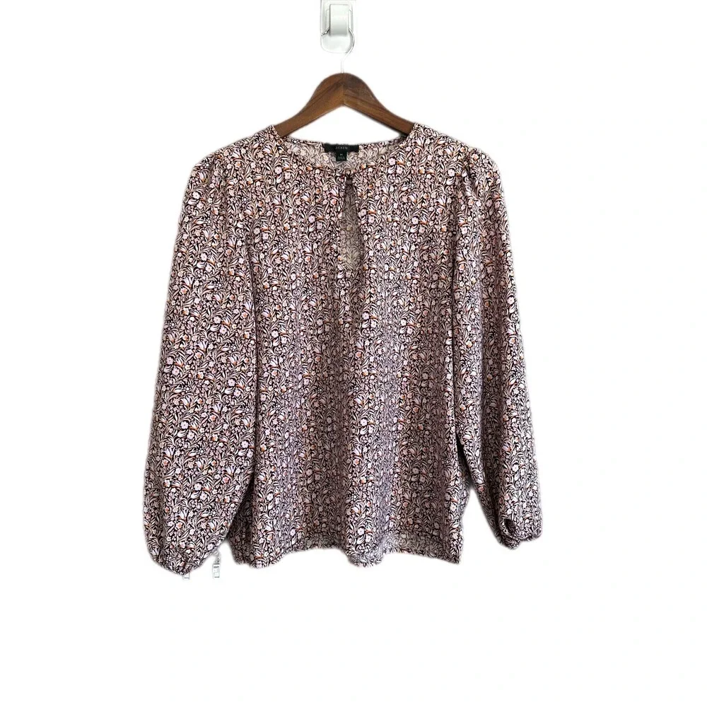 J. Crew Floral Keyhole Blouse Long Sleeve Women's Size‎ Medium